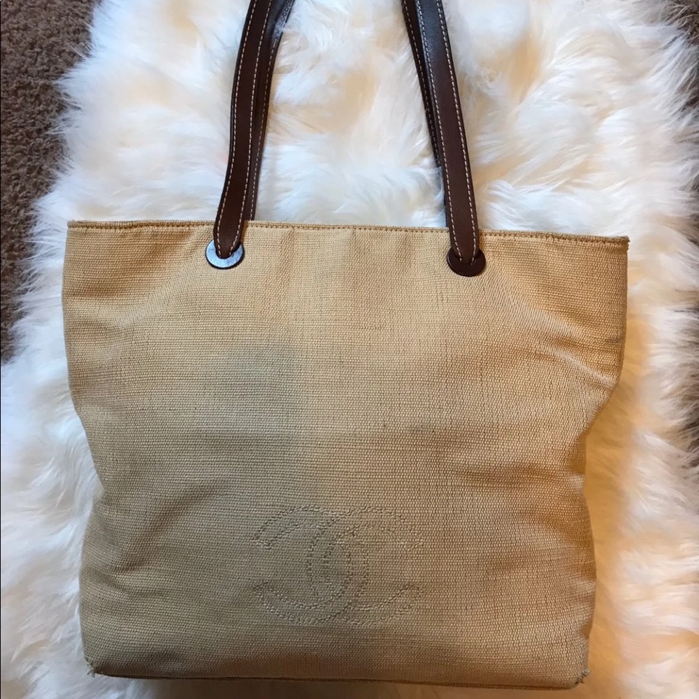 100% Authentic Chanel leather and raffia tote